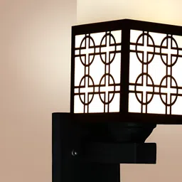 Gojeeva Black Wood Square Shaped Wall Lamp image 4