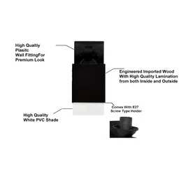 Gojeeva Black Wood Square Shaped Wall Lamp image 3