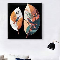 SAF Black & Peach-Coloured 1 Piece Canvas Floral and Botanical Wall Paintings-picture-27