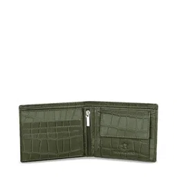 WildHorn Men Green Textured RFID Protected Leather Two Fold Wallet image 2
