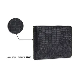 Goatter Men Black Animal Textured Leather Two Fold Wallet image 4