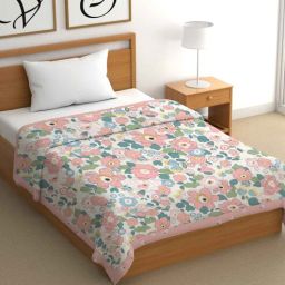 chhavi india Pink Cotton Floral 500 GSM Single Bed Comforter-picture-15
