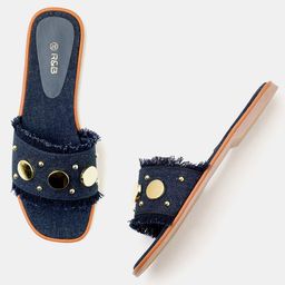 R&B Textured Open Toe Flats-picture-25