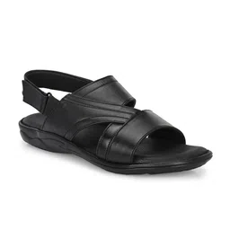 Azzaro Black Men Leather Comfort Sandals-image-56