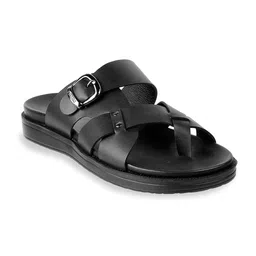 Metro Men Black Leather Comfort Sandals-picture-25