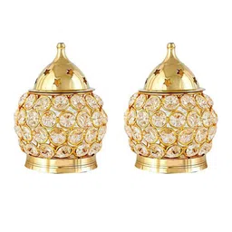 Fashion Bizz Set Of 2 Gold-Toned Diyas-image-24