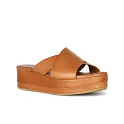 Naturalizer Cross Strap Leather Flatform Heels image 1