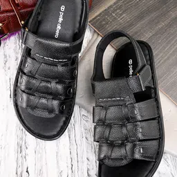 pelle albero Men Textured Leather Comfort Sandals-picture-15
