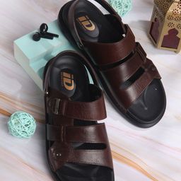ID Men Textured Lightweight & Flexible Leather Comfort Sandals-picture-40
