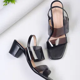 Bruno Manetti Black PU Block Sandals-picture-19