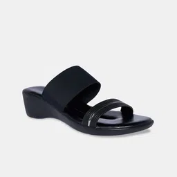 Forever Glam by Pantaloons Black PU Wedge Sandals image 4