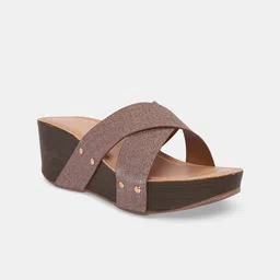 Forever Glam by Pantaloons Textured Open Toe Wedge Heels image 5