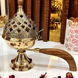 DSH Crafting Your Curiosity Brown & Gold toned Brass Doop Dani with Wooden Handle image 4