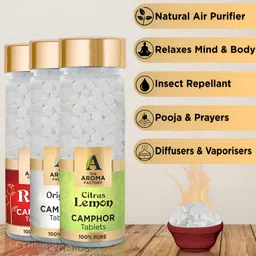 The Aroma Factory 3-pcs White Rose Original & Citrus Lemon Pooja Camphor Tablets image 4