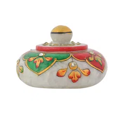 CRAFTAM White & Green Marble Kumkum Bharani Box image 5