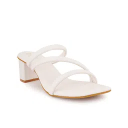 Cogner White Solid Block Heels image 3