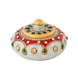 CRAFTAM White & Red Marble Kumkum Bharani Box image 5