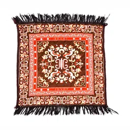 RRC Coffee Brown & Red 2 Pcs Printed Velvet Pooja Asan Mat image 5