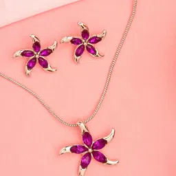 Estele Rhodium Plated Star Shaped Pendant Set with Austrian Crystals image 3