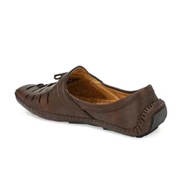 El Paso Men Brown Laser Cut Shoe-Style Sandals image 3
