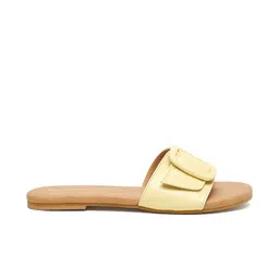 Bruno Manetti Women Yellow Open Toe Flats with Buckles image 4