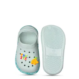 Yellow Bee Unisex Kids Blue & Yellow Monkey & Fruits Applique Clogs image 3