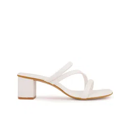 Cogner Women White Block Heels image 3