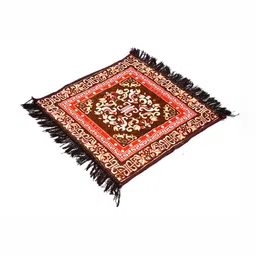 RRC Coffee Brown & Red 2 Pcs Printed Velvet Pooja Asan Mat image 2
