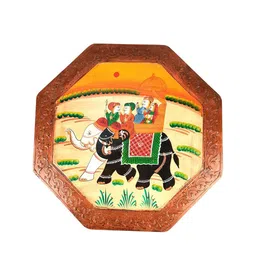 apka mart Brown and Yellow Wooden Bajot Chowki Bajot image 2