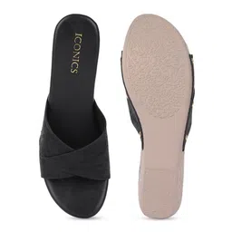 ICONICS Black Wedge Sandals image 4