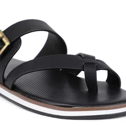 Bata Men Black & Off White PU Comfort Sandals image 5