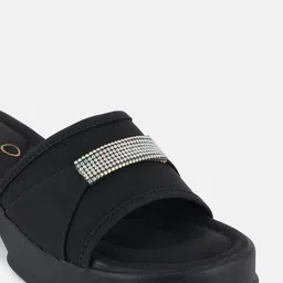 Mast & Harbour Black Embellished Open Toe Platform Heels image 3