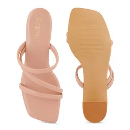 Cogner Beige Solid Block Heels image 3