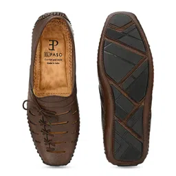 El Paso Men Brown Laser Cut Shoe-Style Sandals image 4