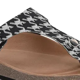 Mast & Harbour Black Printed Open Toe T-Straps Flats image 3