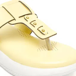 Bruno Manetti Women Yellow & White T-Strap Flats image 4