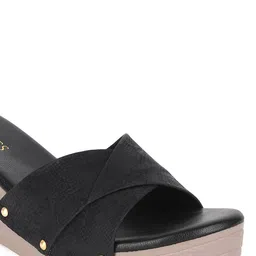 ICONICS Black Wedge Sandals image 2