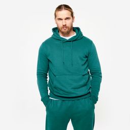 domyos Men's Warm Brushed Fleece Hooded Sweatshirt - Teal-picture-2