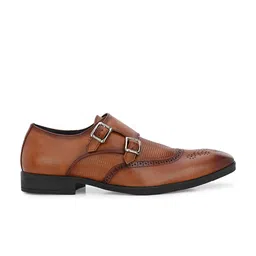 San Frissco Men Textured Leather Formal Double Monk Shoes image 4