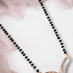 Anouk Black Rose Gold-Plated Studded & Beaded Mangalsutra-image-44