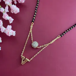 Digital Dress Room Gold-Plated American Diamond-Studded & Beaded Mangalsutra-picture-26