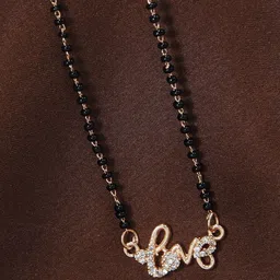 I Jewels Rose Gold-Plated White AD-Studded & Beaded Mangalsutra-picture-30