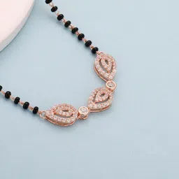 GIVA 925 Sterling Silver Black & White Rose Gold-Plated Beaded Stone Studded Mangalsutra-picture-15