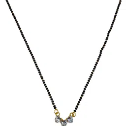 Digital Dress Room Gold Plated American Diamond Studded & Beaded Mangalsutra image 2