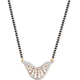 Digital Dress Room Gold-Plated American Daimond-Studded & Beaded Mangalsutra image 5