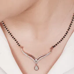 Zavya 925 Sterling Silver Rose Gold-Plated Artificial Stones and Beads Mangalsutra image 5