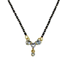Digital Dress Room Gold Plated American Diamond Studded & Beaded Mangalsutra image 3