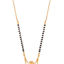 FEMMIBELLA Set Of 2 Gold-Plated CZ Stone-Studded & Beaded Mangalsutra image 4