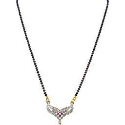 Digital Dress Room Gold-Plated Black Beaded & AD-Studded Mangalsutra image 4