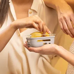 glasafe Soothing Slate 320Ml Fresh Grip Borosilicate Glass With Protective Silicone Sleeve Lunchbox image 2